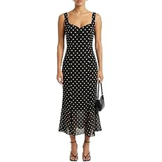 Women’s Polka Dot Midi Dress with Wide Straps, Fitted Silhouette Sheer Hem Dress | Amazon (US)