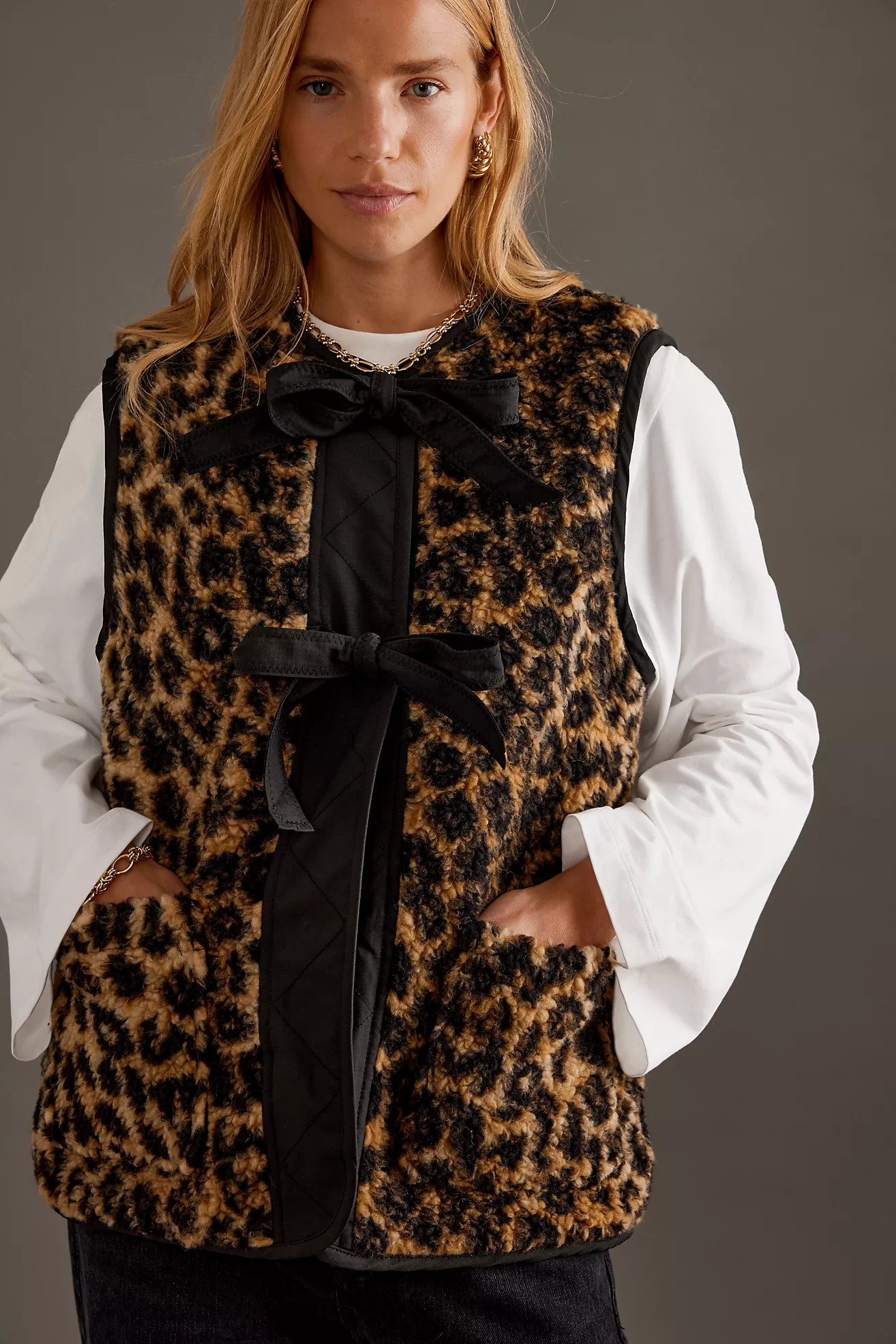Damson Madder Leopard Print Borg Gilet | Anthropologie (UK)