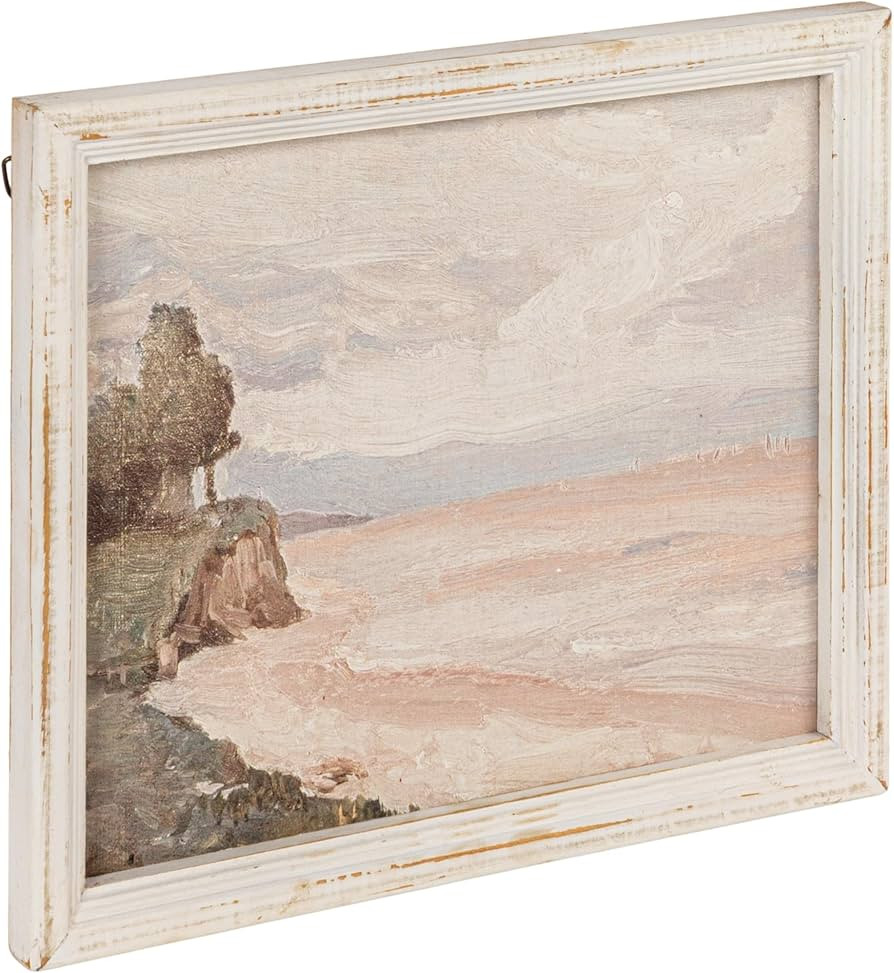 Creative Co-Op Wood Framed Wall Décor with Seaside Landscape, Multicolor | Amazon (US)