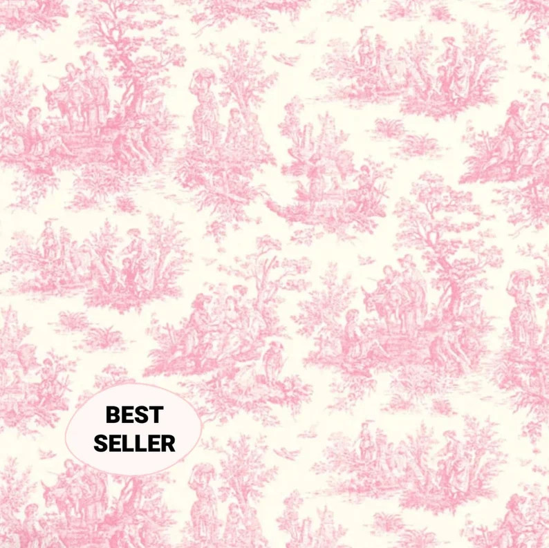 Pink Toile Fabric by the Yard - Cotton - 54" Wide - Upholstery Home Decor - Premier Prints Fabric... | Etsy (US)