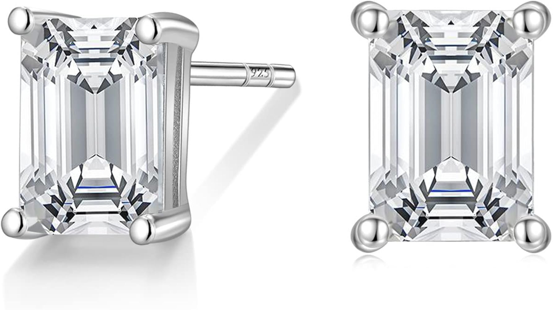 EAMTI 1 Carat 925 Sterling Silver Cubic Zirconia Stud Earrings for Women CZ Stud Small Cute Earri... | Amazon (US)