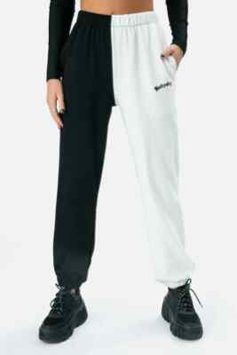 Adika Women NWT Babygirl Black White Color Block Elastic Waist Sweatpants SZ S  | eBay | eBay US