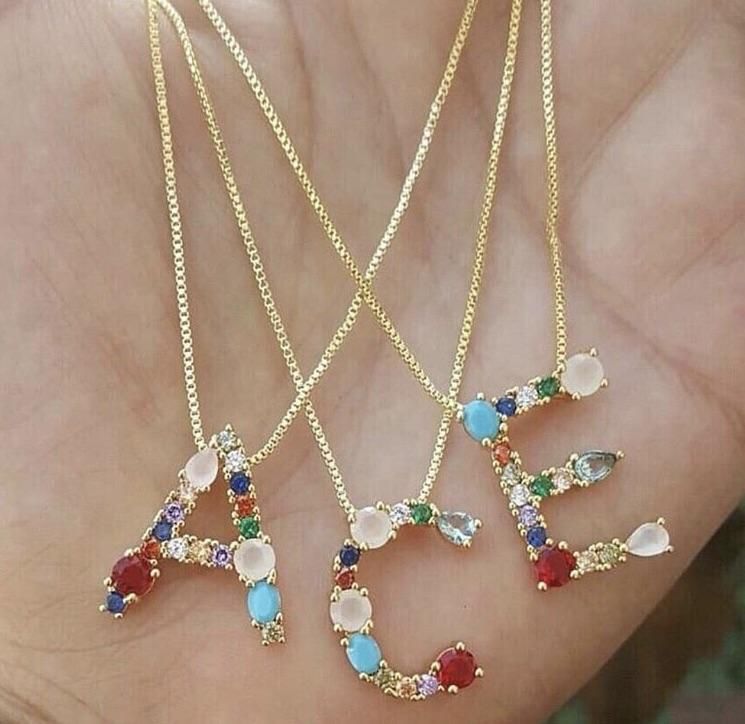 Jeweled Initial Necklaces | The Sis Kiss