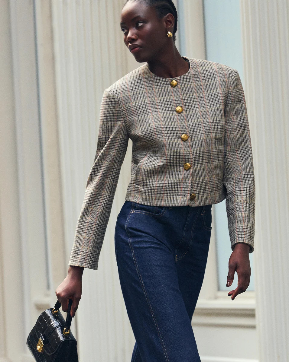 Andrea Plaid Jacket in Russet Multi | Veronica Beard | Veronica Beard