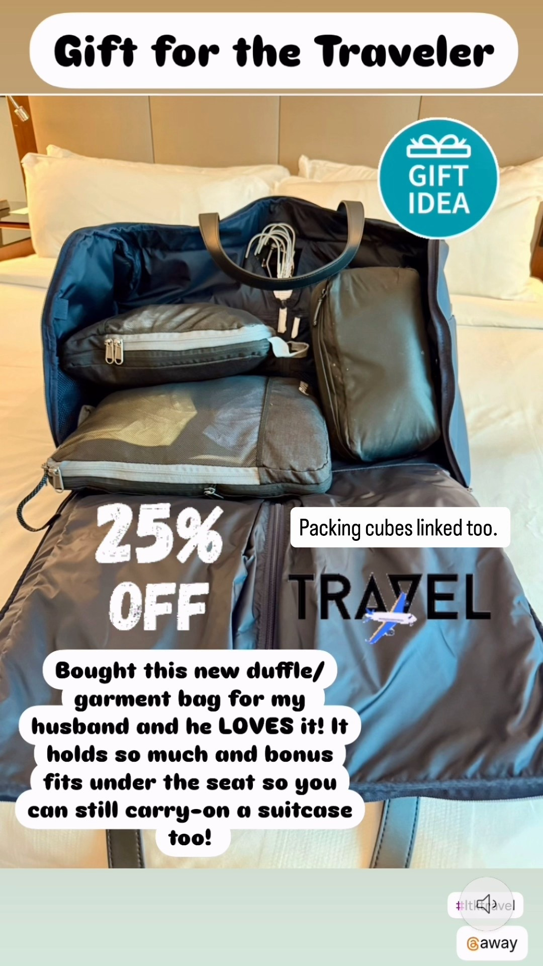 Gift for Him 

Both pieces on sale for 25% off!
Durable and high quality pieces! 

Check out duffle garment/weekender bag!  This one holds so much! Bonus it fits under the seat too! Also, highly recommend the bigger carry-on suitcase too! So perfect for travel! I got both for my hubby and he uses them all the time when traveling. No checking in bags! 

Here are the details; 

 *Carry-on friendly - fits under the airline seat
*Expandable compartments
for shoes up to size 15
*Built-in garment sleeve 
*Hook to hangover a door or
closet
*Padded lap top sleeve
*Trolley sleeve for sliding onto luggage
*Multiple interior and exterior pockets for storage 

garment bag, duffle bag, weekender bag, gift idea, gift for him, gift for her, travel bag, gift for the traveler, Away bag, trolley sleeve, carry-on bag, carry-on suitcase, luggage, Christmas gift for him, holiday gift, gift for grad. 

#LTKCyberWeek #LTKHoliday #LTKItBag #LTKTravel 



#LTKMens #LTKSaleAlert #LTKGiftGuide