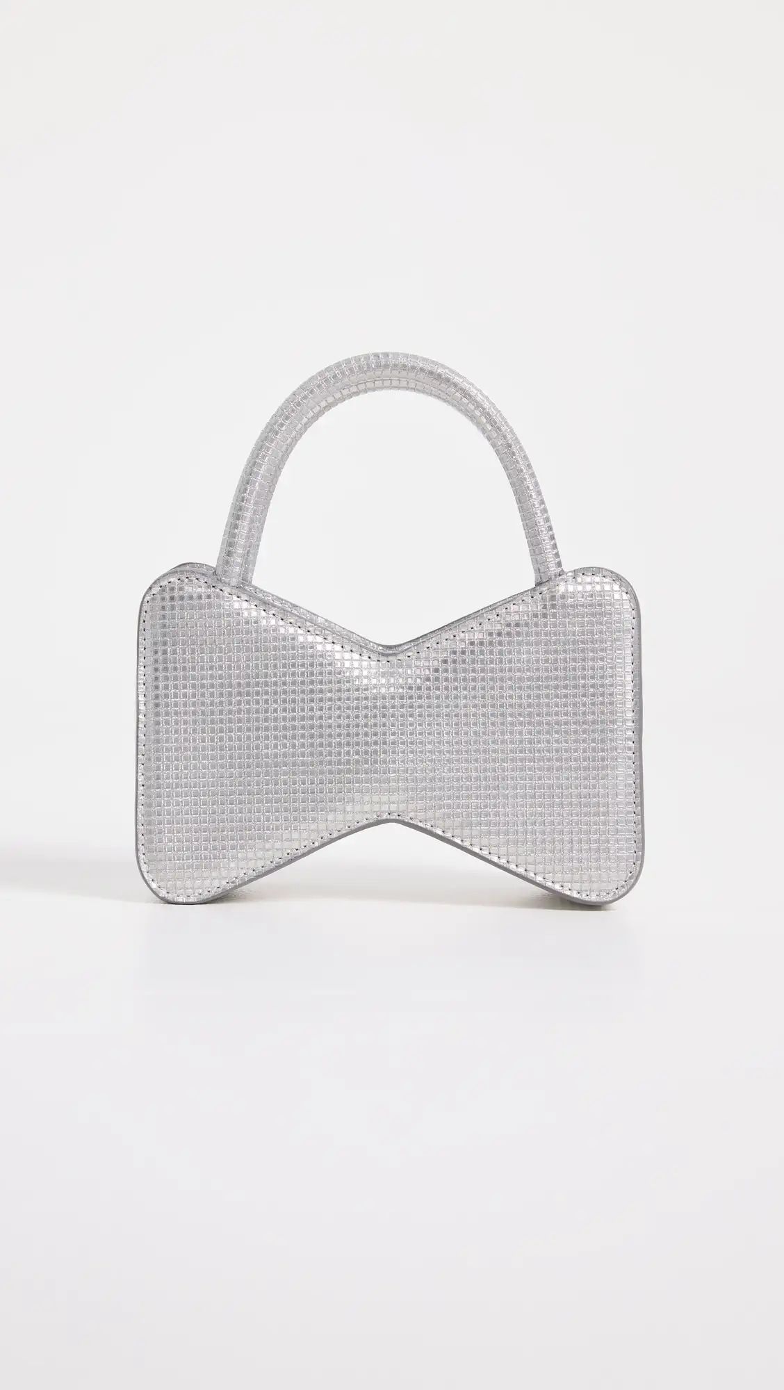 MACH & MACH Bow Shape Silver Sparkly Mini Handbag | Shopbop | Shopbop