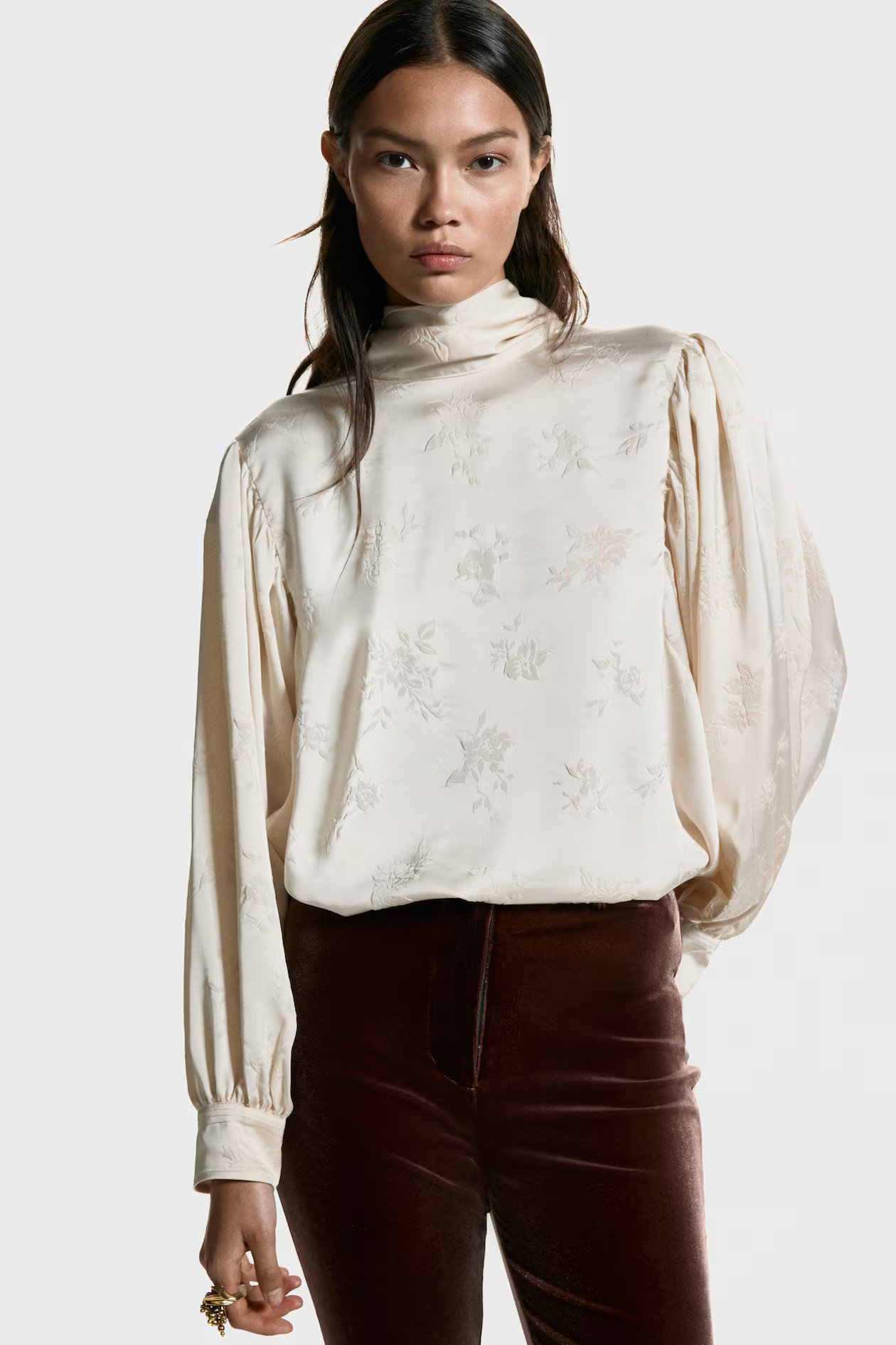 Oversized Jacquard-Weave Blouse | H&M (US + CA)