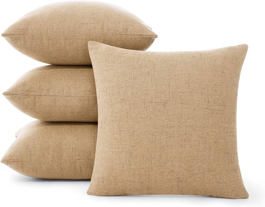 Deconovo Large Squre Outdoor Pillow Covers 24x24, Faux Linen Throw Pillow Covers, Sofa Couch Bed ... | Amazon (US)