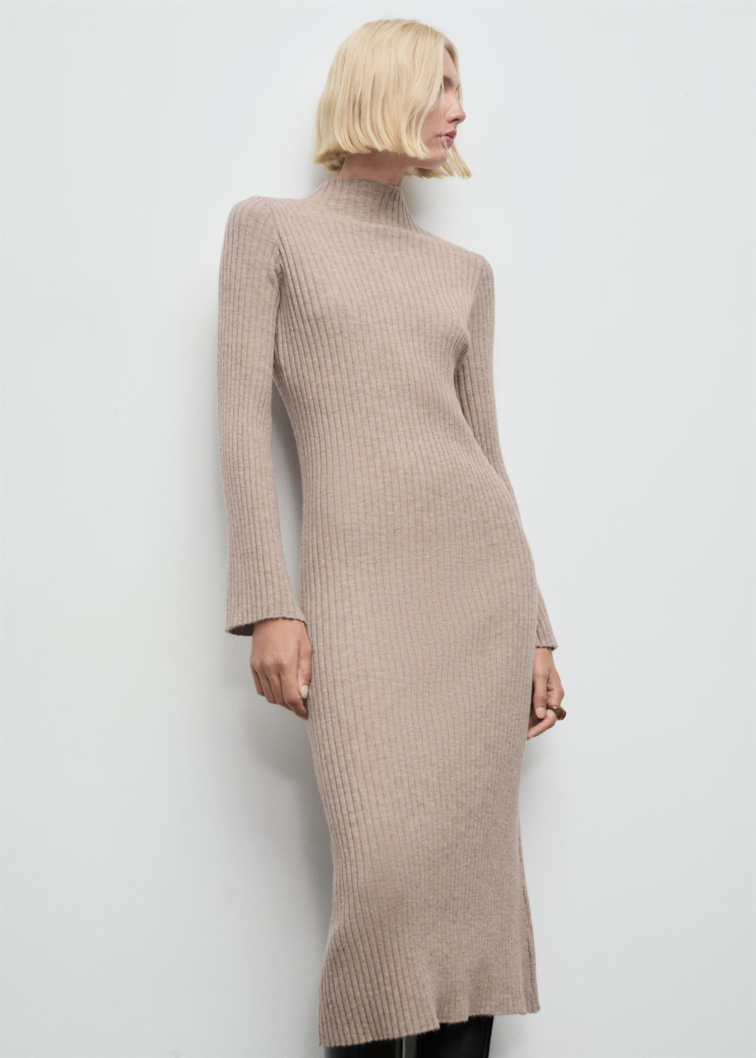 Perkins-neck ribbed dress - Women | MANGO USA | Mango (US/MX/AU)