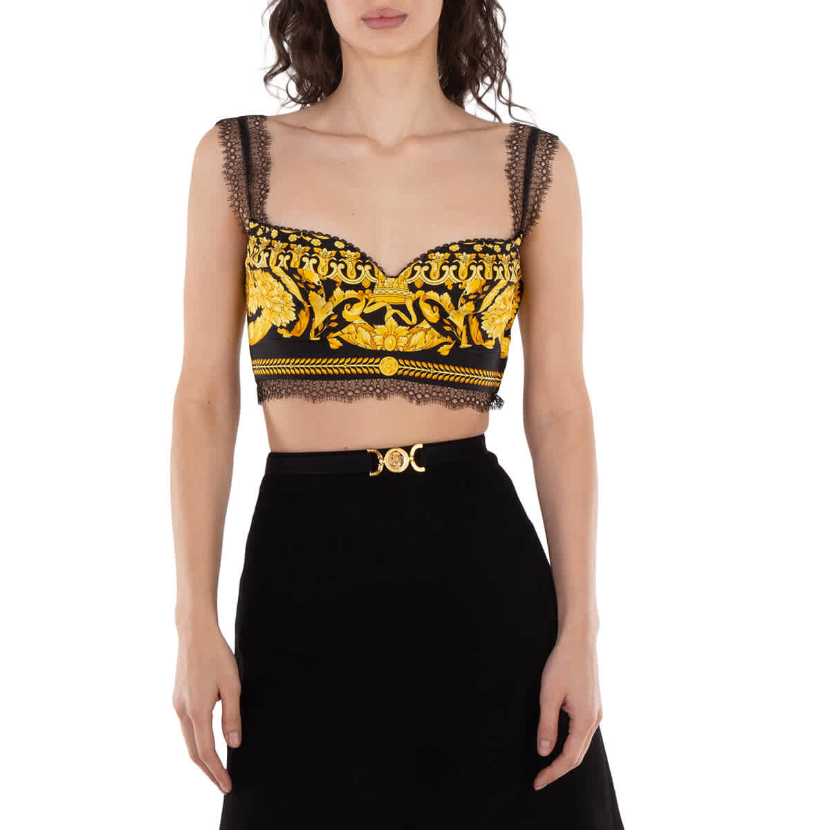 Versace Barocco Printed Bralette Top | Shop Simon