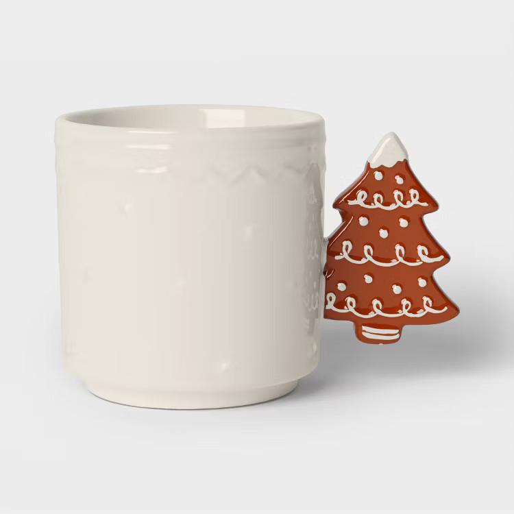 15.5 fl oz Christmas Stoneware Handle Mug Ivory - Wondershop™ | Target
