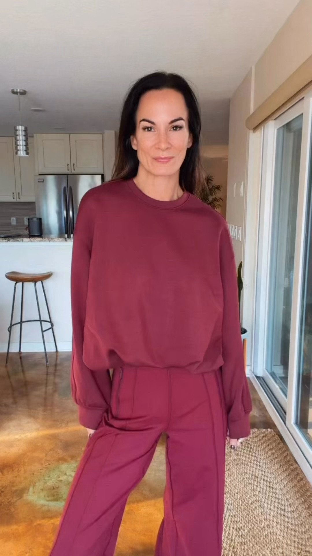 A matching set with a little drama. 🍷 Love the rich burgundy color, relaxed top, and wide-leg silhouette. Wear together for an easy outfit or mix the pieces into your everyday wardrobe. I’d add sneakers for daytime or a pointed-toe shoe and statement bag to dress it up. Linking both pieces!