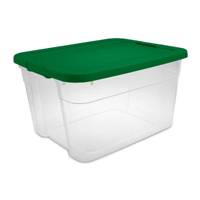 66qt Latching Storage Box Clear with Green Lid - Brightroom™ | Target