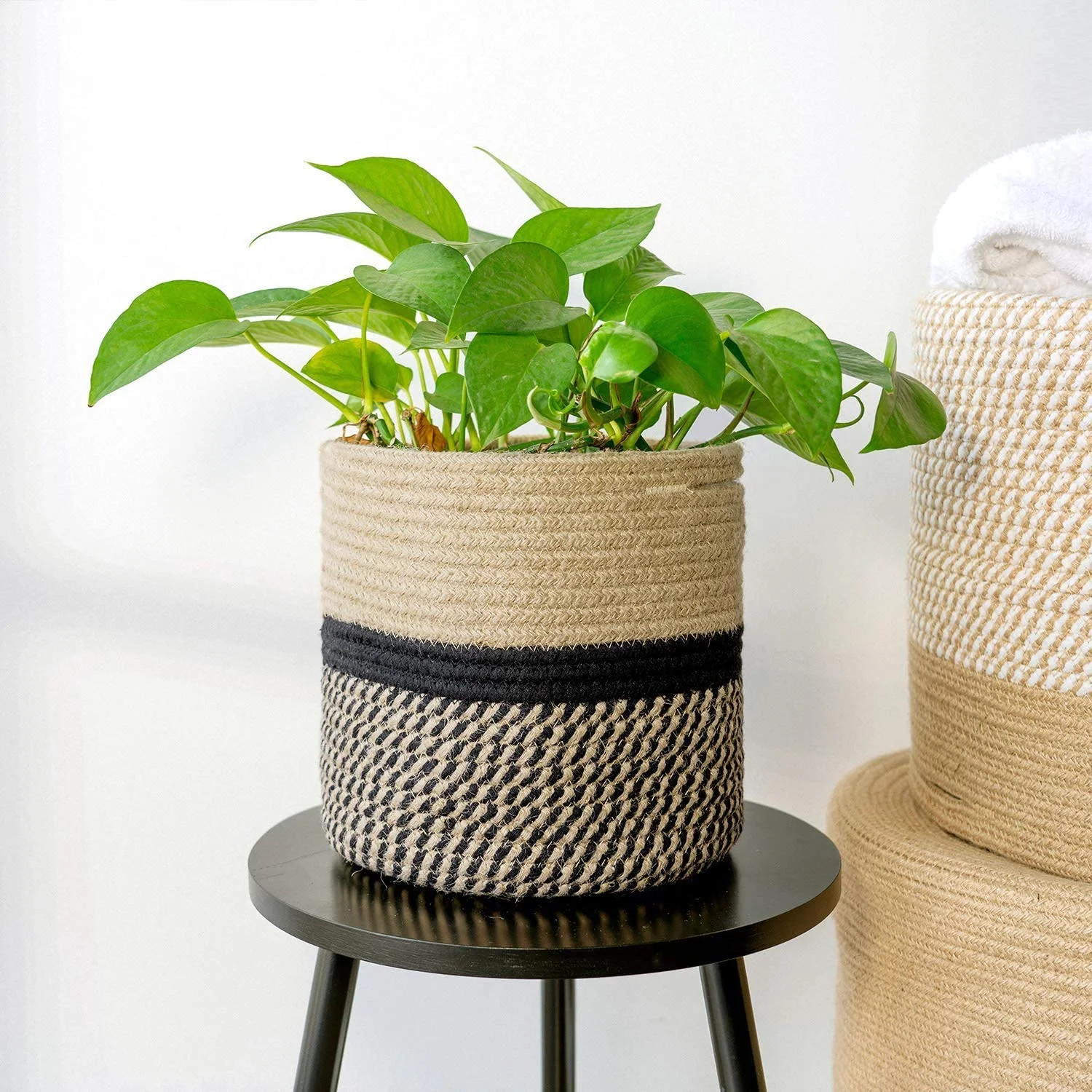 POTEY 8"x7.5" Basket Planters for Indoor Plants, up to 7.5 Inch Flower Pot, Sturdy Woven Rope Org... | Walmart (US)