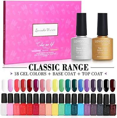 Lavender Violets Soak-off UV Gel Nail Polish Kit with Base Top Gel 18 Colors Nail Gel for Home Na... | Amazon (US)