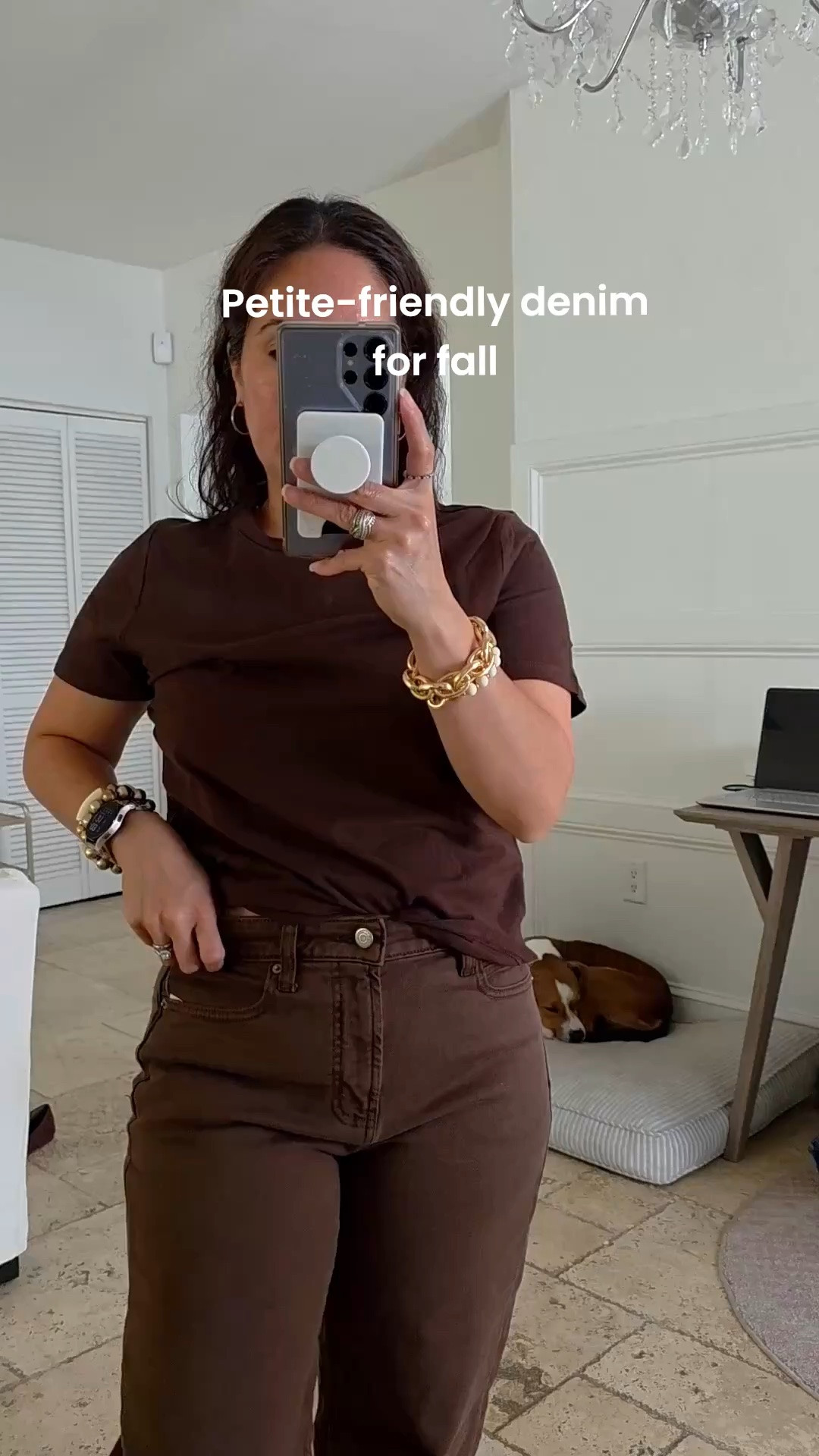 Old navy petite friendly brown jeans. I’m 5’1 for reference. These are the curvy high waisted wide leg in 6 petite

The crew neck tee is a size small Denim

#LTKPetite