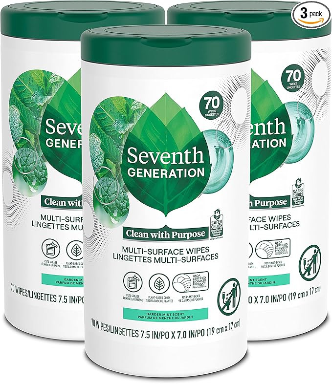 Seventh Generation Multi Purpose Wipes All Purpose Cleaning Garden Mint scent with 100% Essential... | Amazon (US)