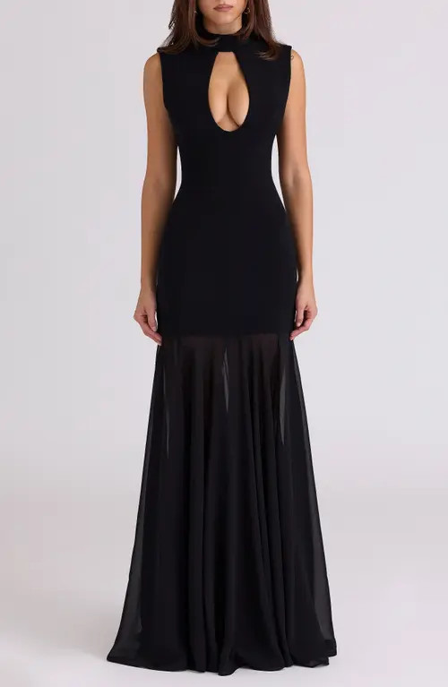 HOUSE OF CB Raphaella Stretch Crepe Mermaid Gown in Black at Nordstrom, Size Medium | Nordstrom