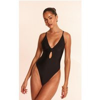 Black Knot Front Cut Out Swimsuit | PrettyLittleThing US