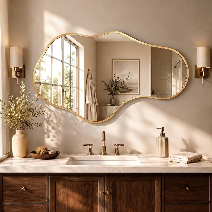 Bathroom Mirror for Over Sink-Gold Room Decor Wall Mirror 22"x 36" | Amazon (US)