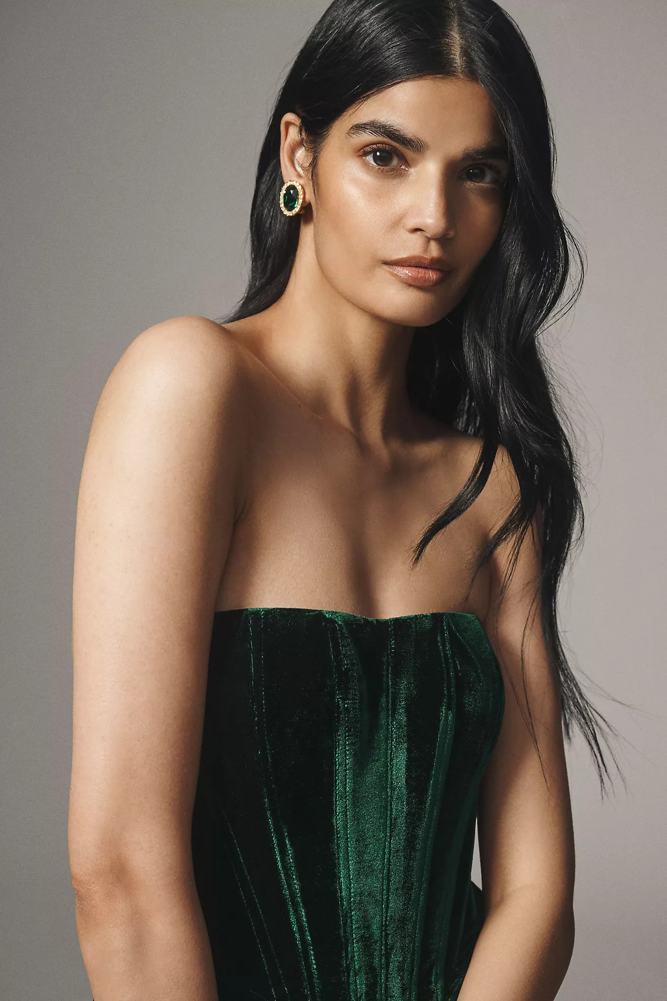Bardot Everlasting Strapless Bustier Velour Column Midi Dress | Anthropologie (US)
