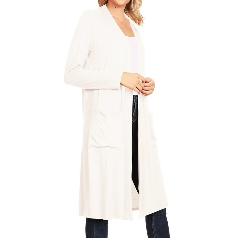 Women's Casual Loose Fit Side Pockets Solid Soft Lightweight Long Cardigan | Walmart (US)