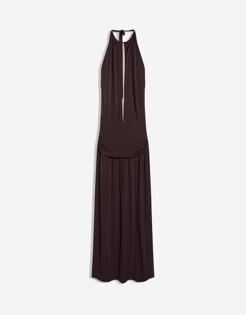 Halter midi dress - Women | Bershka UK
