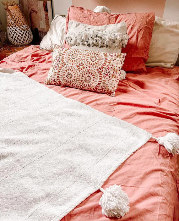 Moroccan Lumbar PILLOW 100% Cotton Pillow Handmade Pillow | Etsy | Etsy (US)