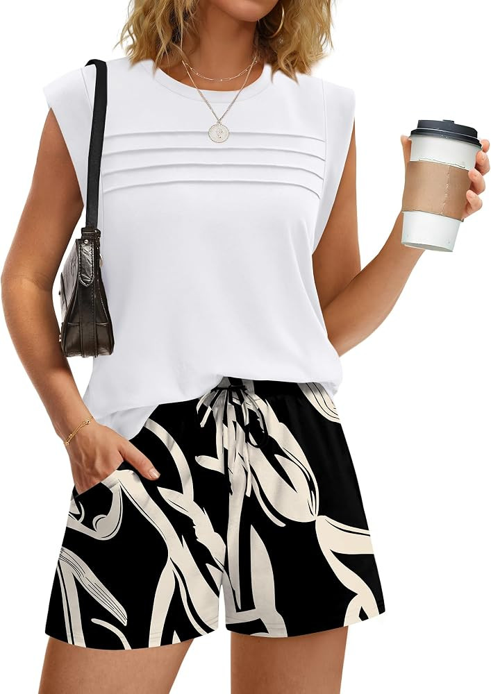WIHOLL Two Piece Sets for Women Trendy Short Sets Beach Vacation Clothes Airport Travel Cruise Su... | Amazon (US)