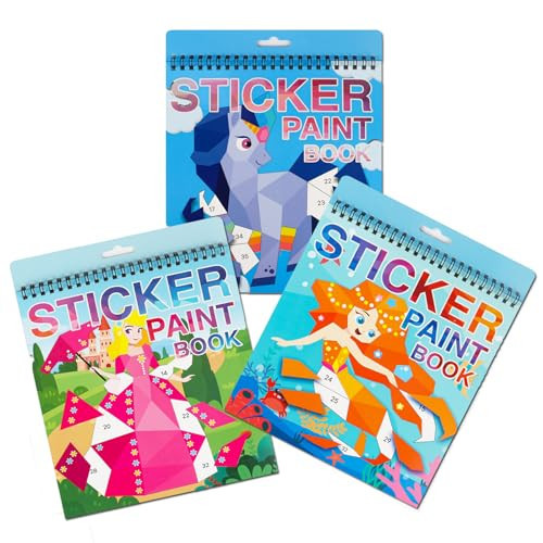 3PCS Paint by Sticker for Kids Ages 4-8, Mermaid Horse Princess Stickers for Kids Designs Sticker by Number, Activity Books Party Birthday Gifts for Boys Girls 4-10 Christmas Gifts | Amazon (US)