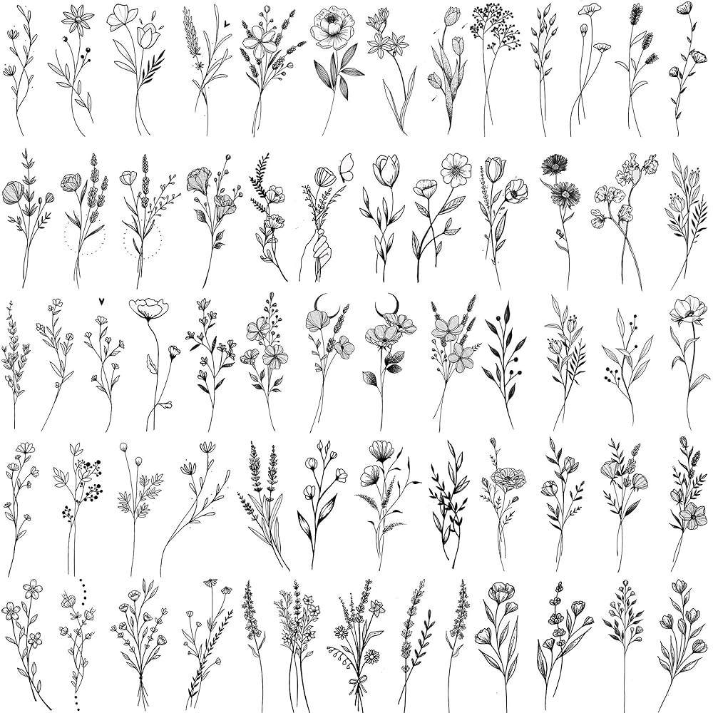 15 Sheets FANRUI Sexy Tiny Branch Black Flower Temporary Tattoos For Women Girl Neck Realistic Fl... | Amazon (US)