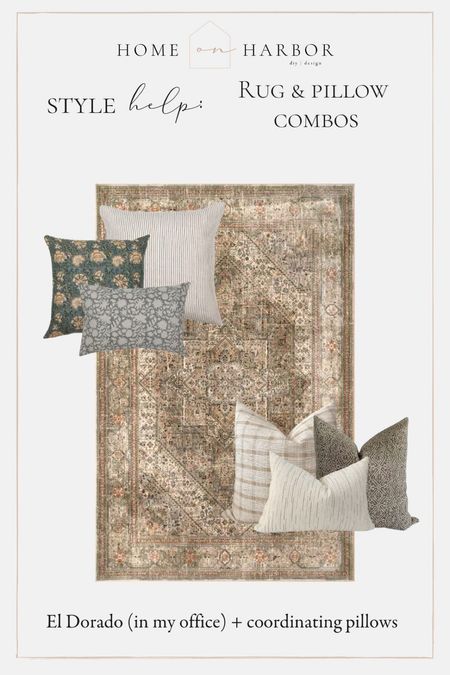 Rug and pillow combination options! neutral rug also found in Homeonharbor’s office. 

#LTKhome #LTKstyletip #LTKsalealert