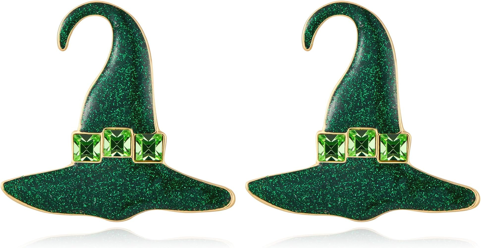 Halloween Earrings for Women Green Witch Hat Studs Earrings Horror Party Holiday Costume Jewelry | Amazon (US)