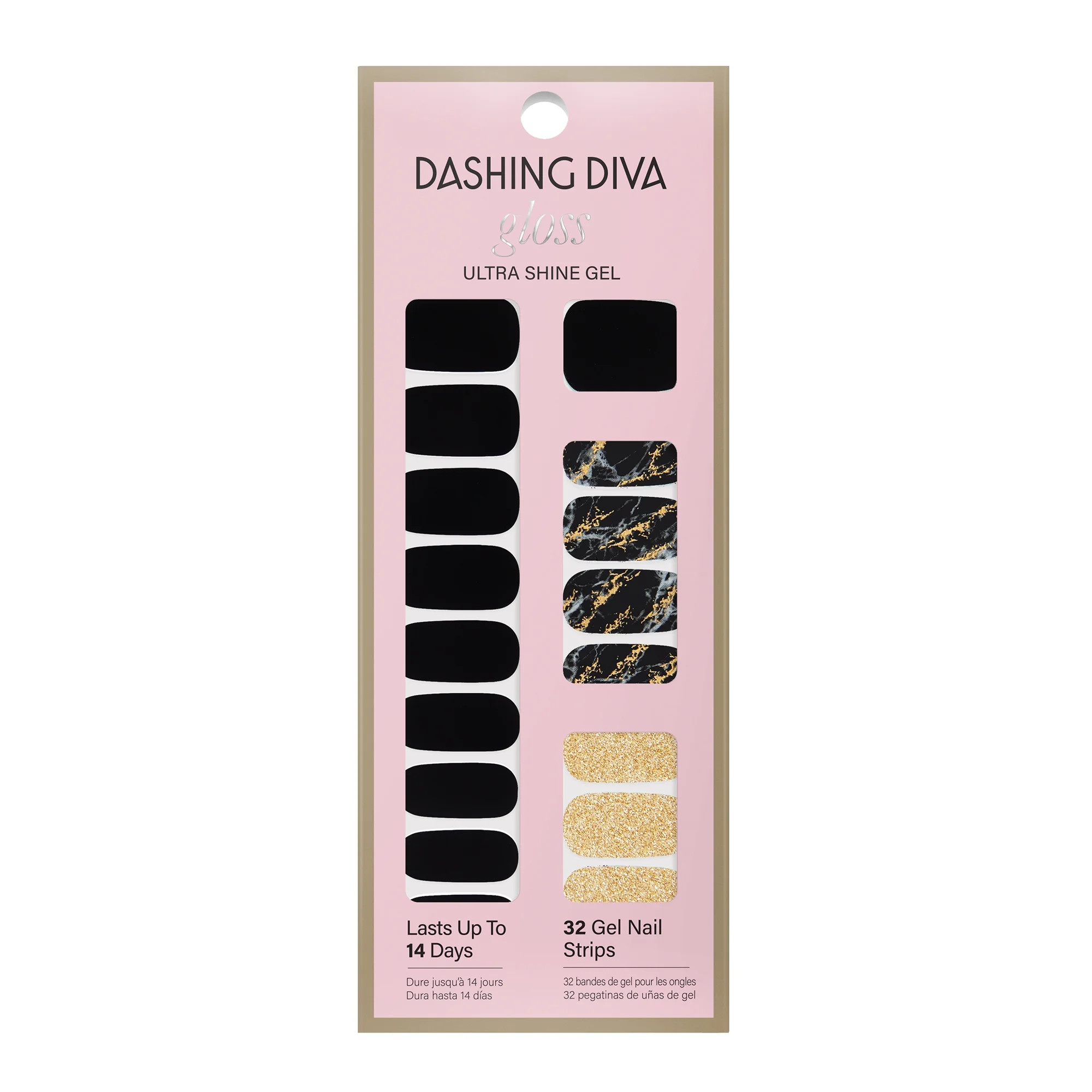 Dashing Diva Gloss Ultra Shine Gel Nail Strips, Black Obsidian, 32 Count | Walmart (US)