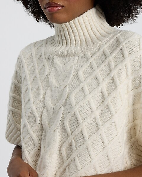 Cable Knit Turtleneck Oversized Sweater Vest | Express