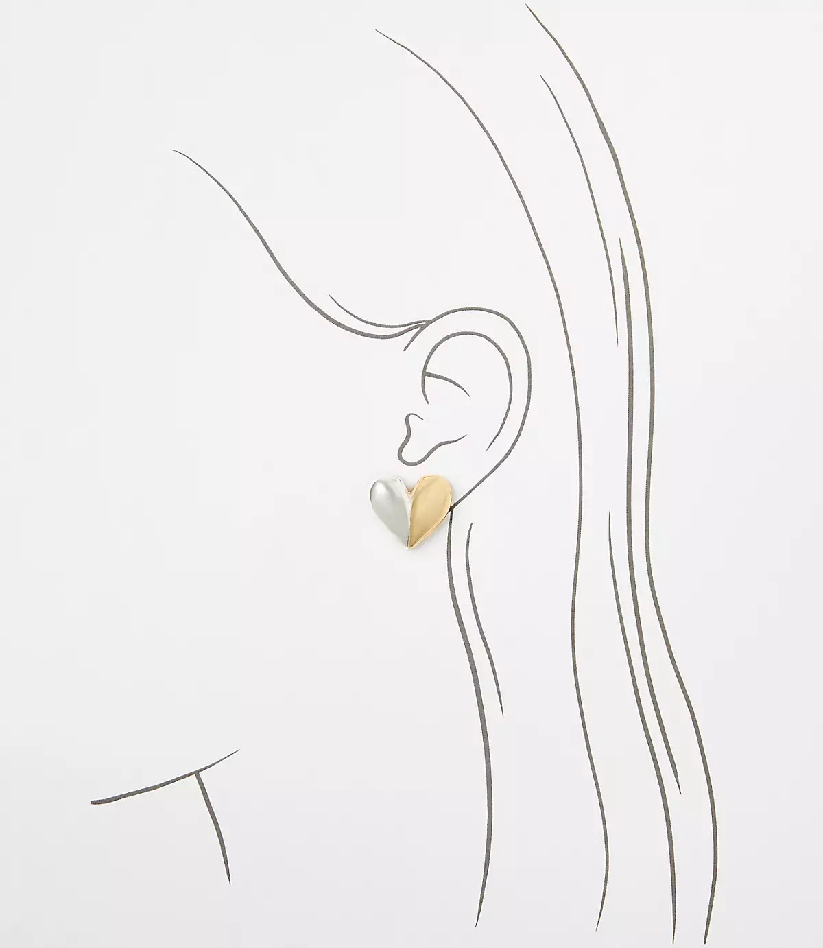 Mixed Metal Heart Stud Earrings | LOFT