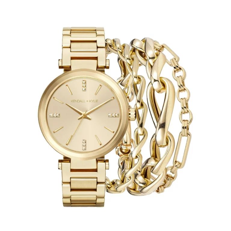 Kendall + Kylie Quartz Movement Gold Watch with Three Bracelets | Walmart (US)