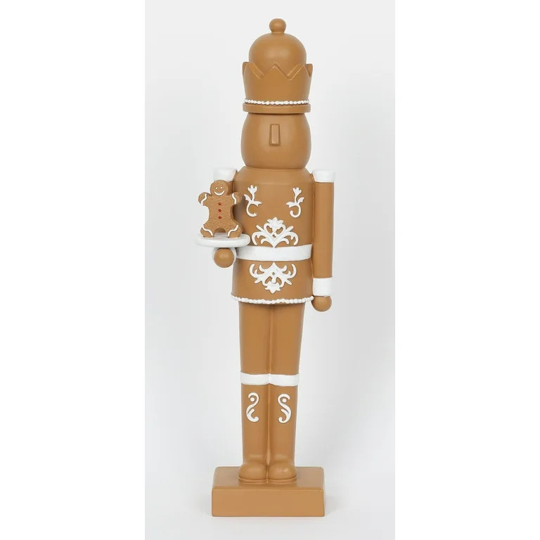 Gingerbread Decorative Christmas Nutcracker, Brown and White, 13.5", by Holiday Time | Walmart (US)