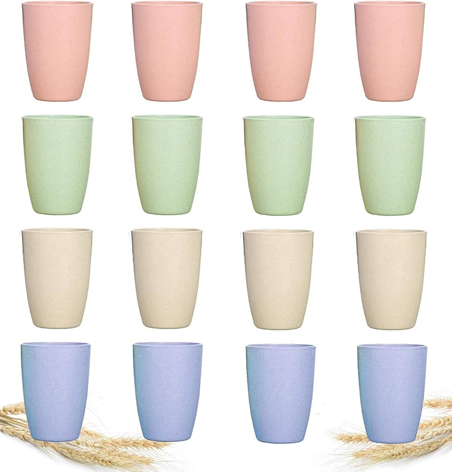 Nicunom 16 Pack Wheat Straw Reusable Cup Unbreakable Drinking Cup Set, 13oz Wheat Straw Tumbler B... | Amazon (CA)