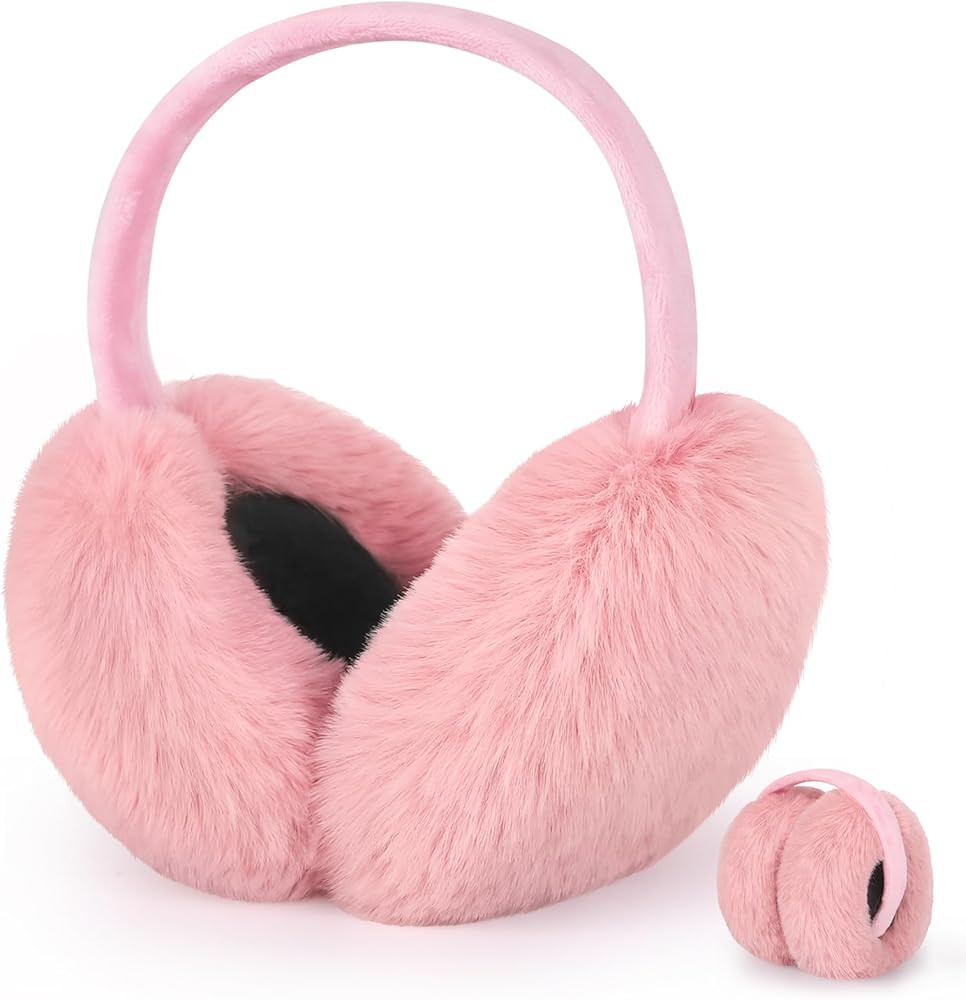 Earmuffs for Women Winter Warm Foldable Ear Muffs Faux Fur Cute Fuzzy Ear Warmers for Girls Women | Amazon (US)