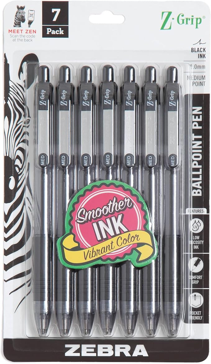 Zebra Z-Grip RT BP Pen, Black, 7 Pack (22271) | Amazon (US)