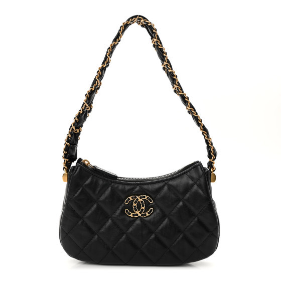 Aged Calfskin Quilted Small Chanel 19 Hobo Black | FASHIONPHILE (US)