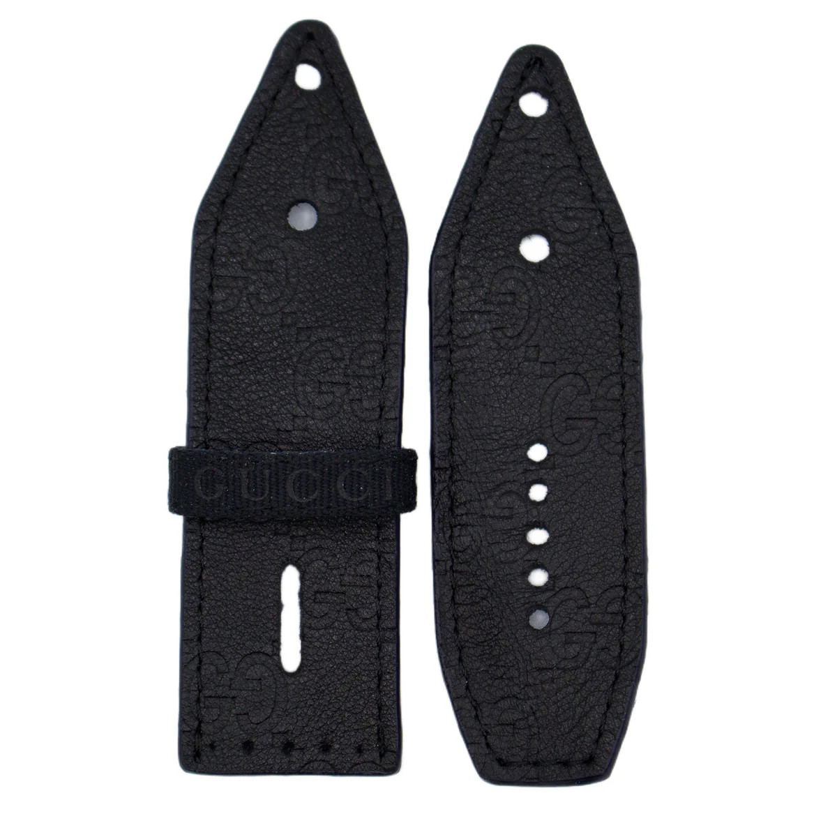 LOT #258 - Upcycled Black Webbed GG Sivella Watchband with Navy & Bronze Square (Size 1, All Watc... | Sparkl