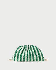 Bailey White/Green Stripe Dome Clutch | Loeffler Randall