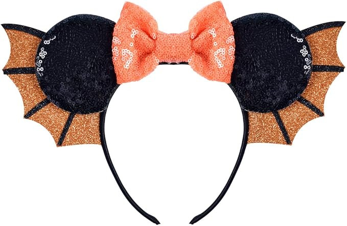 Mouse Ears Halloween Headbands Sequin Bow Glitter Party Decoration for Girls,Women,Adult Bat Oran... | Amazon (US)