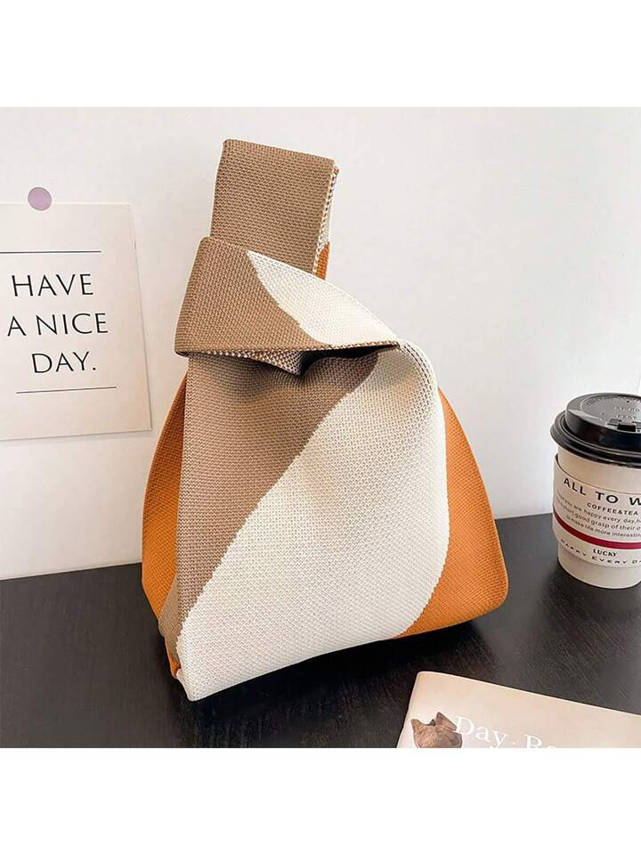 Women's Knitting Handbag, 2023 New Design Large-capacity Tote Bag, Korean Style | SHEIN