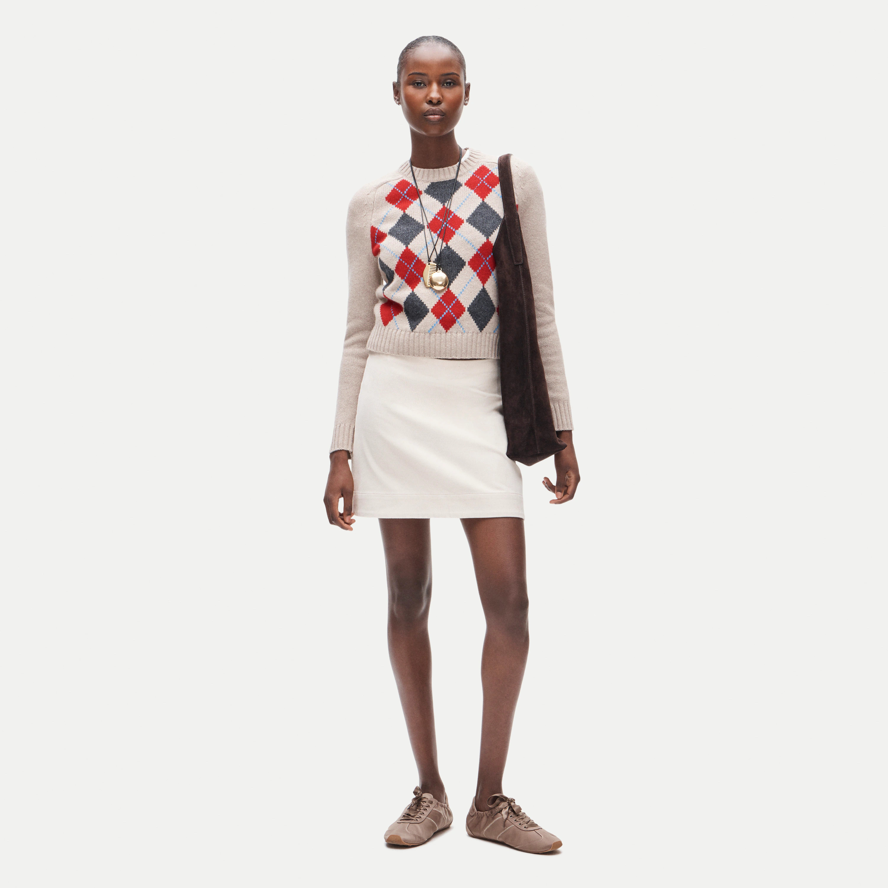 Shrunken crewneck sweater in argyle vintage wool | J. Crew US