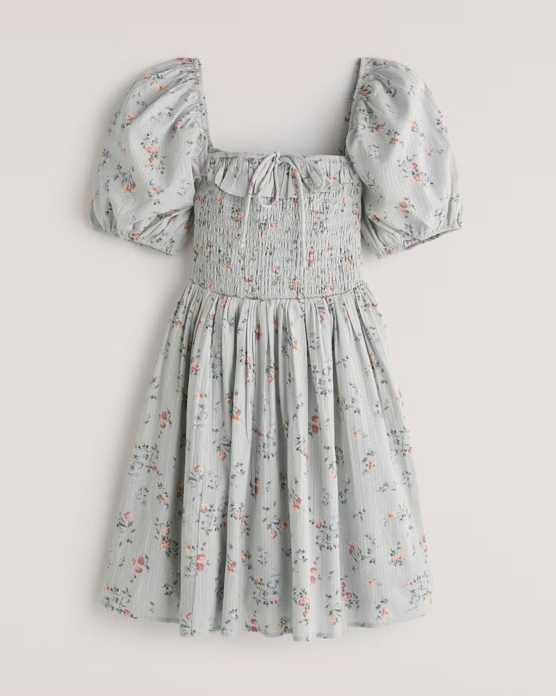 Smocked Bodice Mini Dress | Abercrombie & Fitch (US)