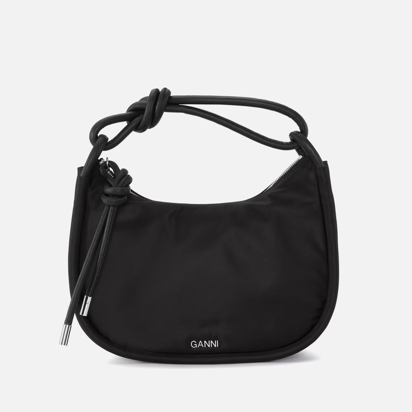 Ganni Knot Leather-Trimmed Recycled Shell Bag | Coggles | Coggles (Global)