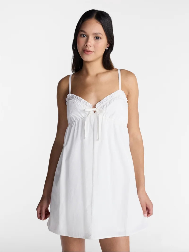 No Boundaries Poplin Mini Sundress, Women's XXS - XXL | Walmart (US)